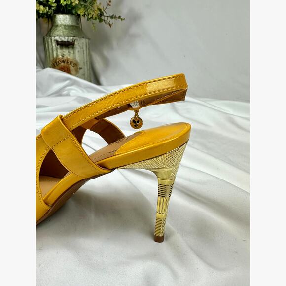 J. Reneé Sirmati Slingback Pointed Toe Pump Marigold Yellow Patent 8.5 - Picture 10 of 16